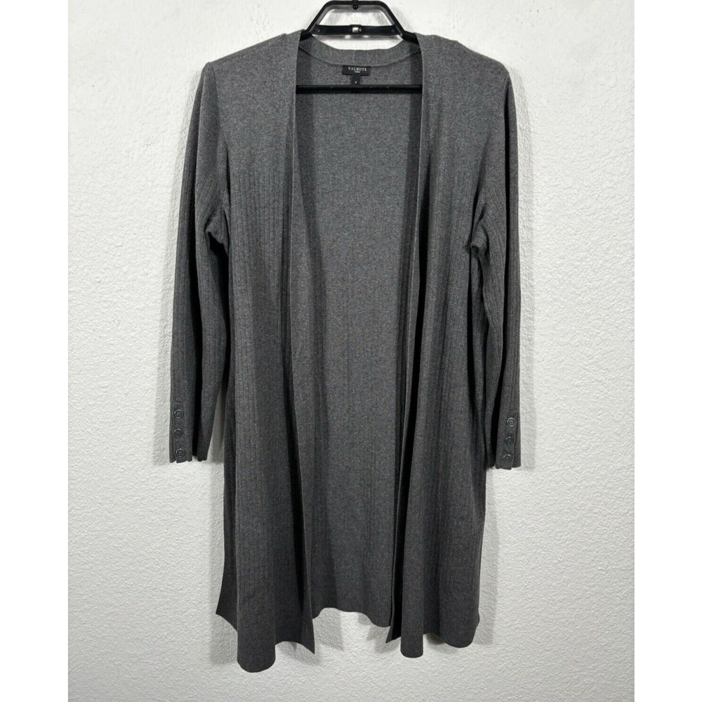 Talbots Woman Cardigan Sweater Plus Size X Gray Long Sleeve Cotton Blend